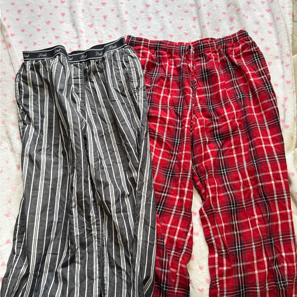 PINK Victoria's Secret Black and White Striped Pajama Pants